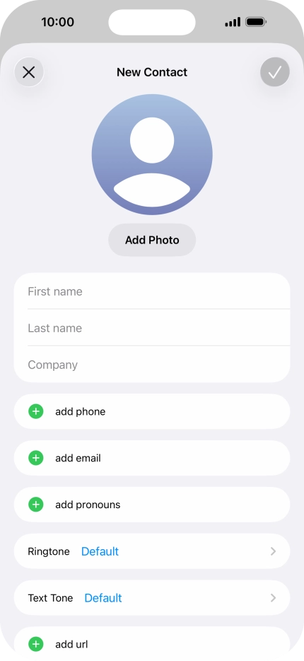 Press First name and key in the first name.