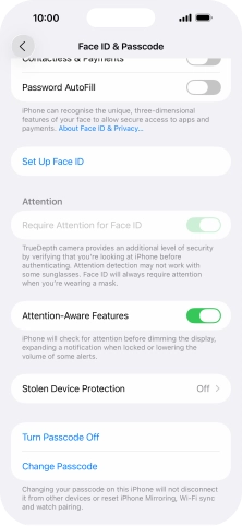 Press Turn Passcode Off and key in the phone lock code.