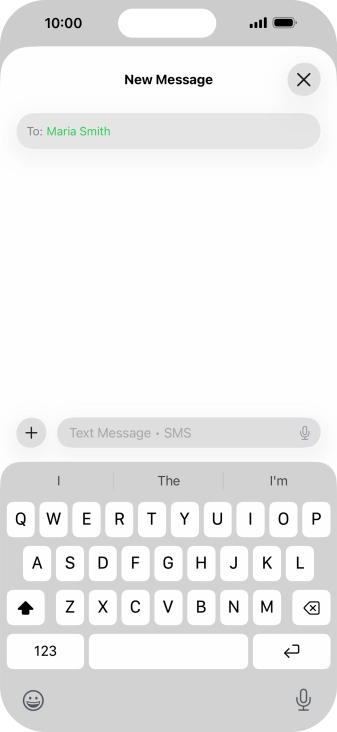 Press the text input field and write the text for your text message.