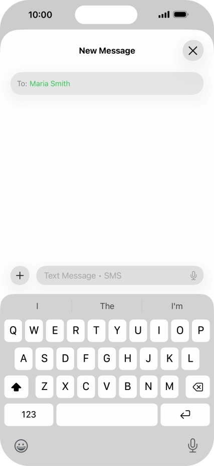 Press the text input field and write the text for your text message.