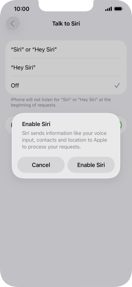Press Enable Siri.
