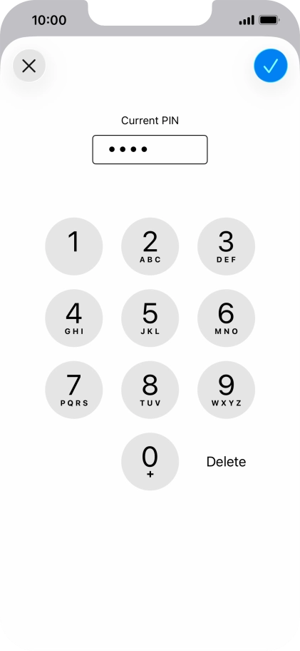 Key in your current PIN and press the confirm icon.