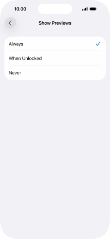 To select notification preview on the lock screen, press Always.