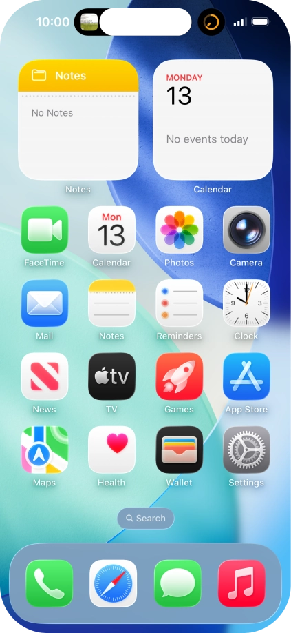 If you have a running application in Dynamic Island, it's displayed at the top of the screen.