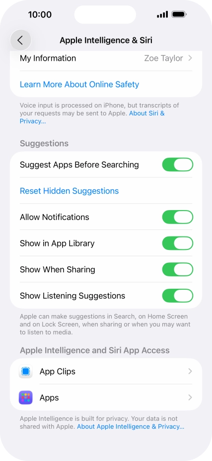 Press the required app.