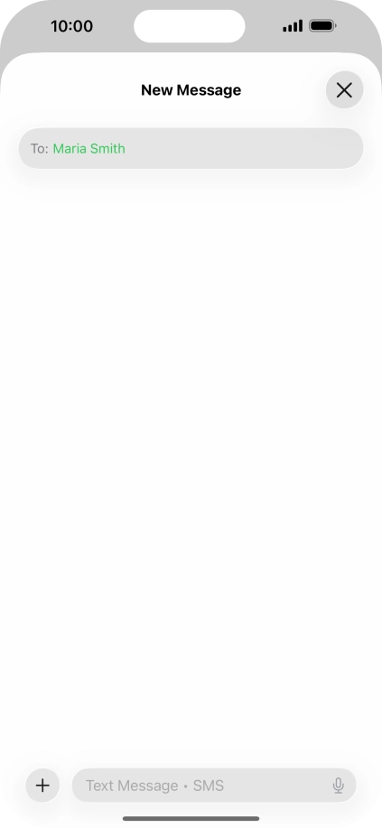 Press the text input field and write the text for your text message.