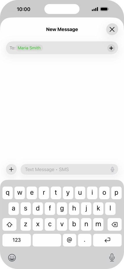 Press the text input field and write the text for your text message.
