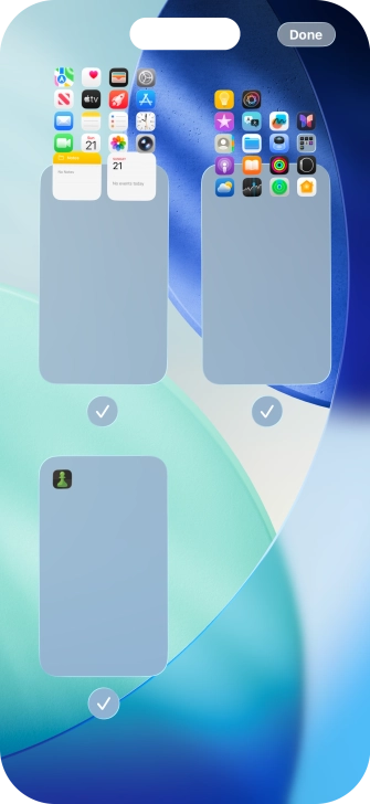 Press the fields below the required home screen pages to select or deselect them.