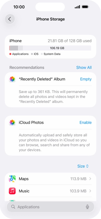 Press the required app.