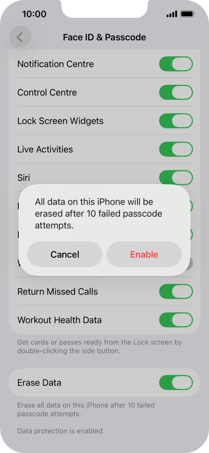 If you turn on the function, press Enable.