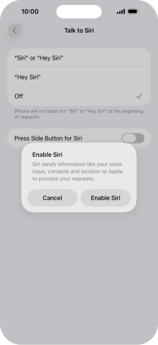 Press Enable Siri.