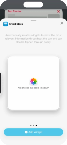 Slide your finger right or left on the screen to select the required widget size.