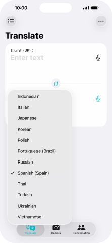 Press the required target language.