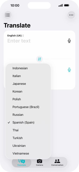 Press the required target language.