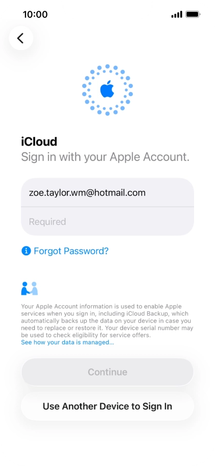 Press Required and key in the password for your Apple Account.