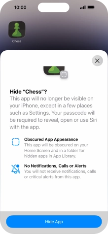 Press Hide App.