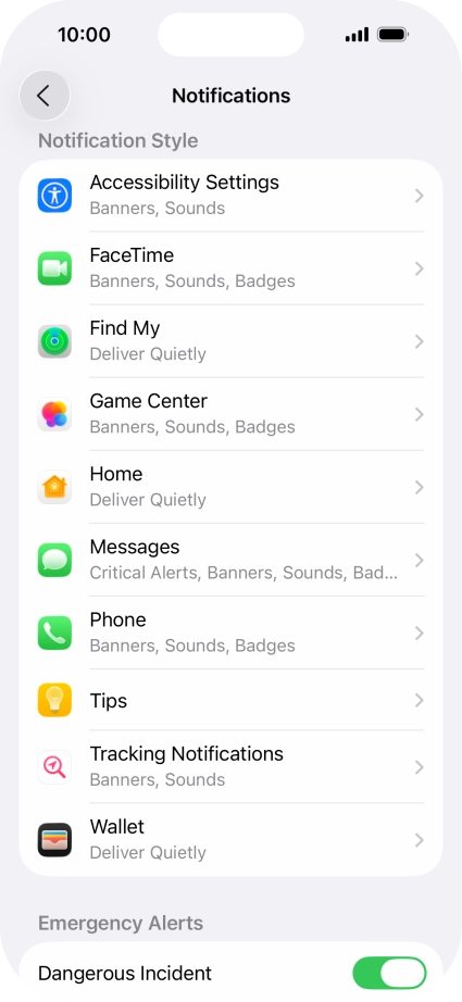 Press the required application.