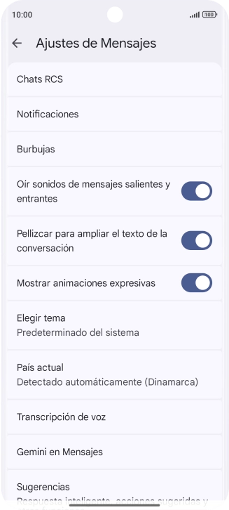 Pulsa Gemini en Mensajes.