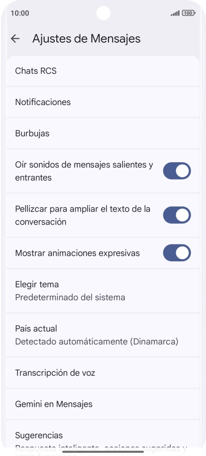 Pulsa Gemini en Mensajes.
