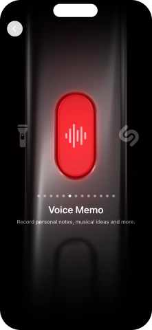 Slide your finger right or left on the screen to select the required function.
