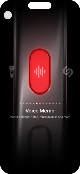 Slide your finger right or left on the screen to select the required function.