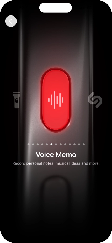 Slide your finger right or left on the screen to select the required function.