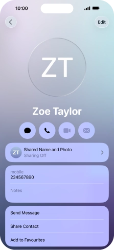 Press Shared Name and Photo.