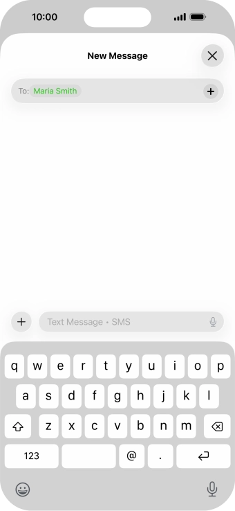Press the text input field and write the text for your text message.