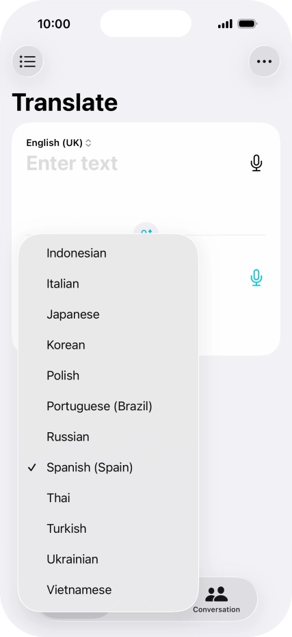 Press the required target language.