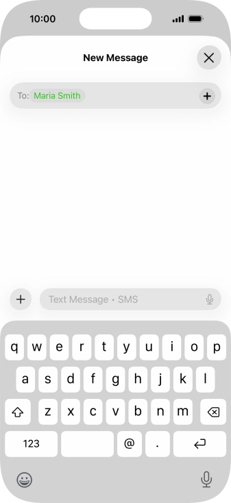 Press the text input field and write the text for your text message.