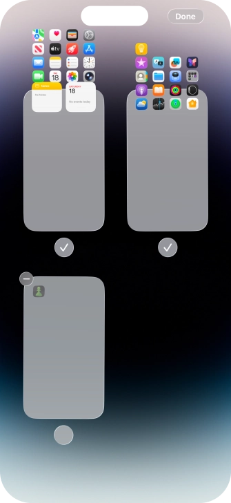 Press the delete icon next to the required home screen page.