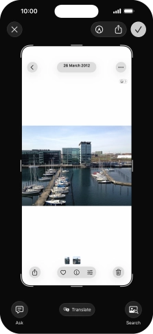 To use visual intelligence via screenshot, take a screenshot and follow the instructions on the screen to use the function.