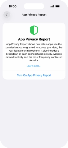 Press Turn On App Privacy Report to turn on the function.