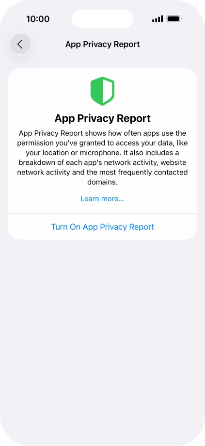 Press Turn On App Privacy Report to turn on the function.