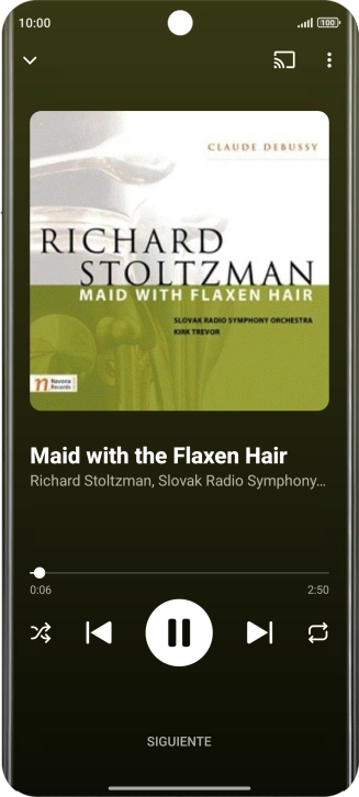 Pulsa la flecha hacia la derecha para ir al archivo de música siguiente.