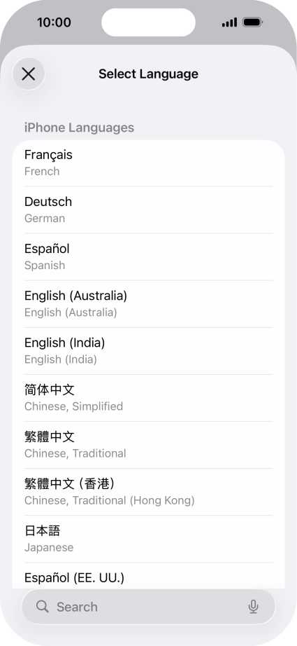 Press the required language.