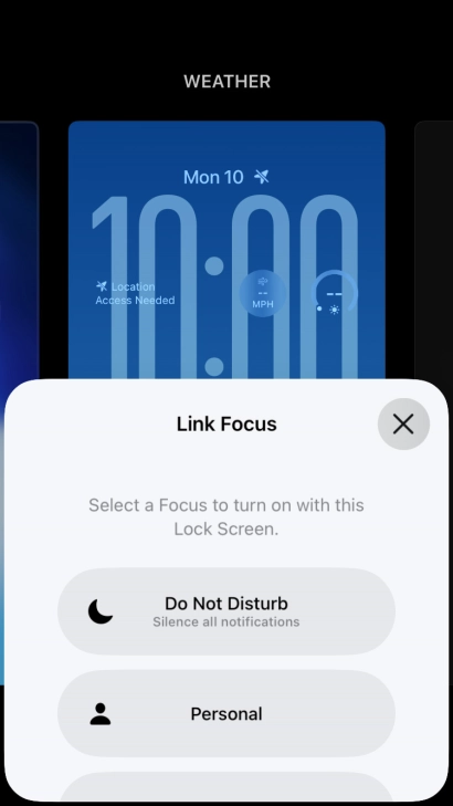 Press the required focus mode.