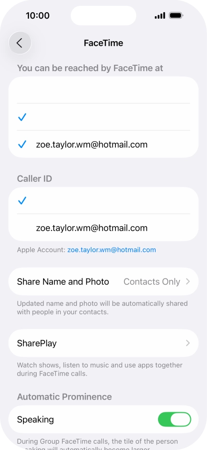 Press the required setting below 