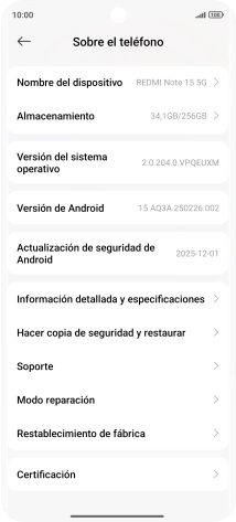 Pulsa Restablecimiento de fábrica.