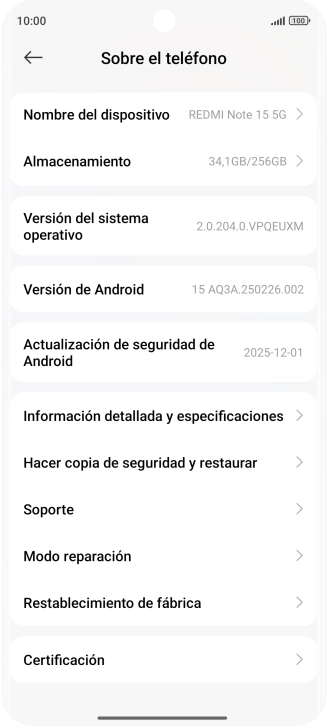Pulsa Restablecimiento de fábrica.
