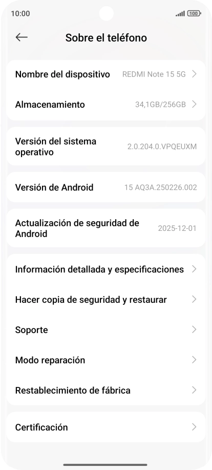 Pulsa Restablecimiento de fábrica.