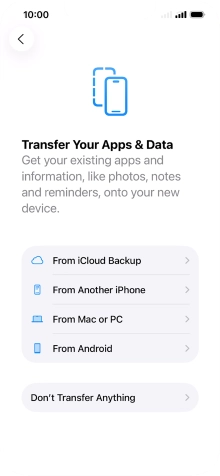 You can transfer content from an Android phone when your phone is activated for the first time and after a factory reset. When this screen is displayed, your phone is ready to transfer content from an Android phone.