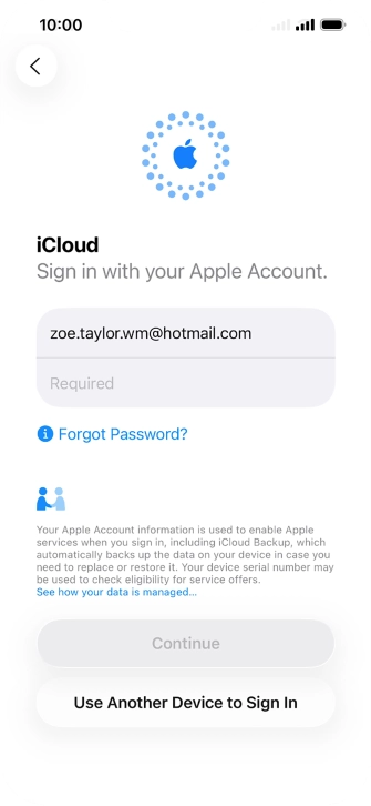 Press Required and key in the password for your Apple Account.