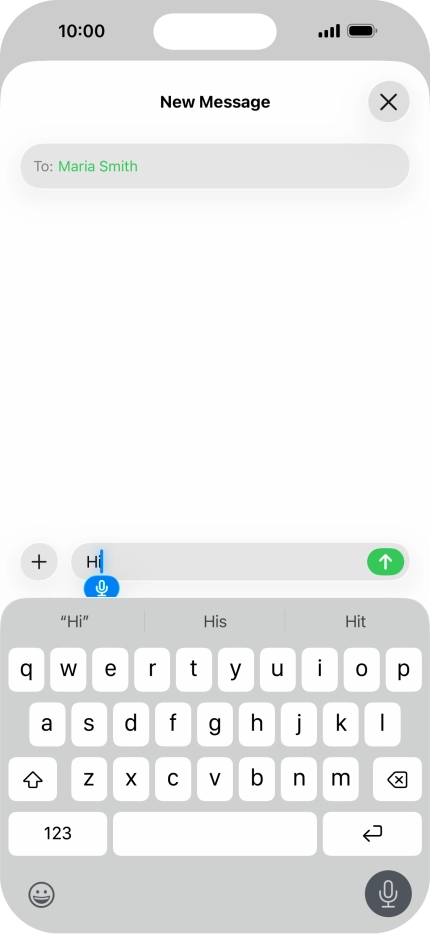 Press the microphone icon to end dictation.