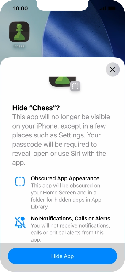 Press Hide App.