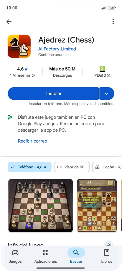 Pulsa Instalar y sigue las indicaciones de la pantalla para instalar la app.
