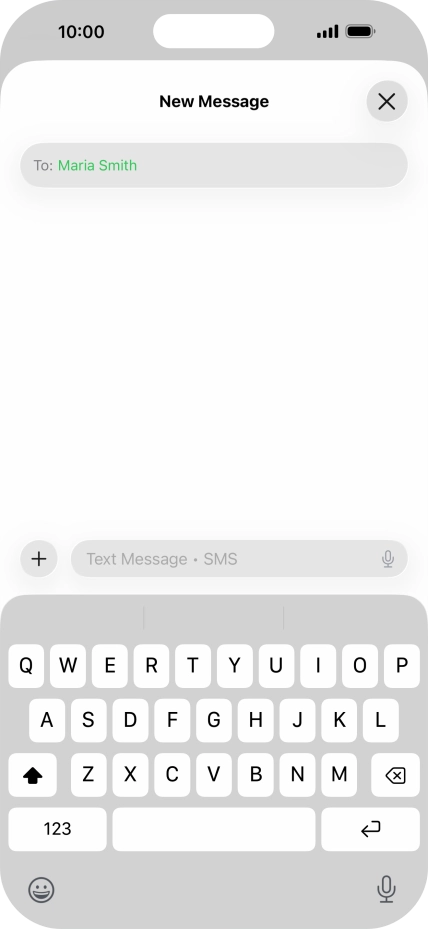 Press the microphone icon and say the required text.