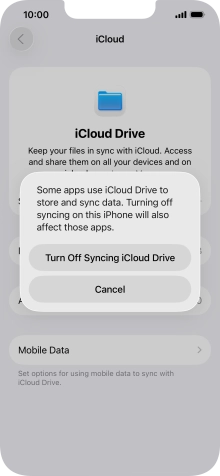 If you turn off the function, press Turn Off Syncing iCloud Drive.