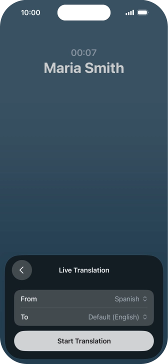 Press Start Translation to use Live Translation during your call.