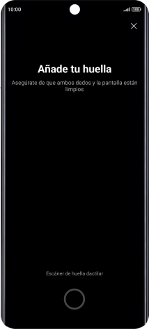 Sigue las indicaciones de la pantalla para crear una huella digital como código de seguridad.